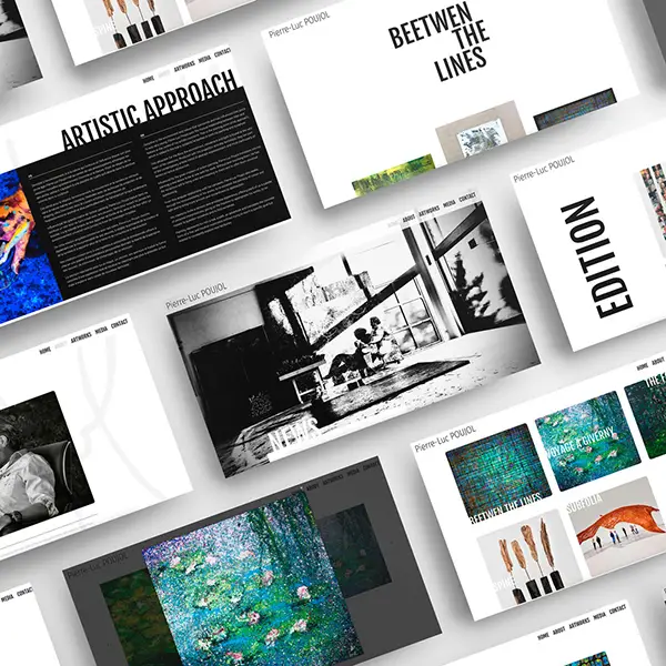 Création du site internet de l’artiste peintre Pierre-Luc Poujol, présentation de plusieurs pages du site web